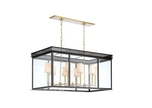 Wildwood Salt Run Lantern Large — Modern Classic Hanging Lantern, Clear Glass, Black & Antique Brass Finish, Ideal For Foyers And Dining Rooms 65735