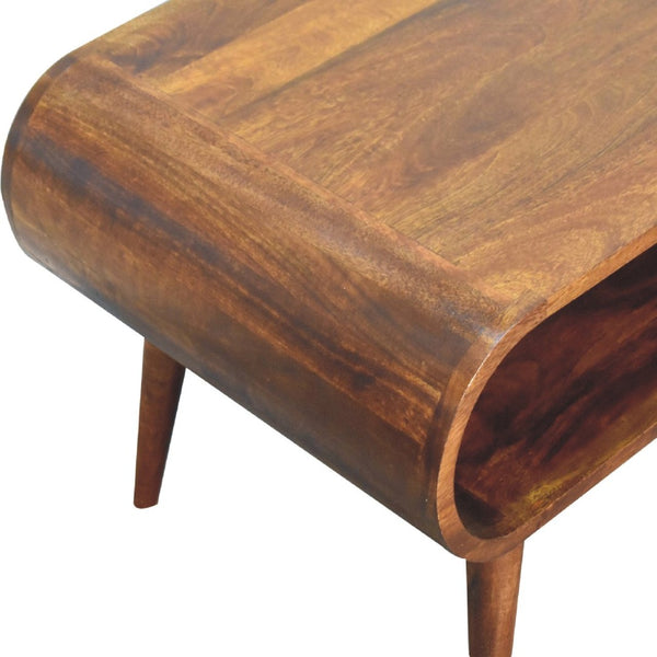 HomeRoots 32" Chestnut Solid Wood Coffee Table with Stylish Shelf - Handcrafted Elegance for Any Decor Style 657351