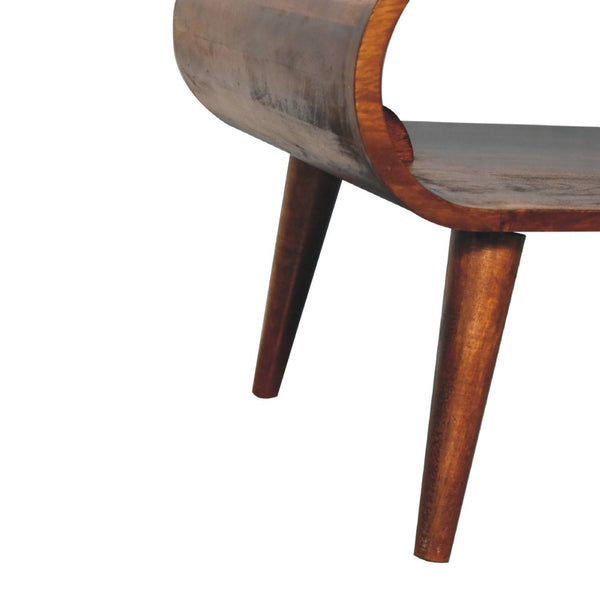 HomeRoots 32" Chestnut Solid Wood Coffee Table with Stylish Shelf - Handcrafted Elegance for Any Decor Style 657351