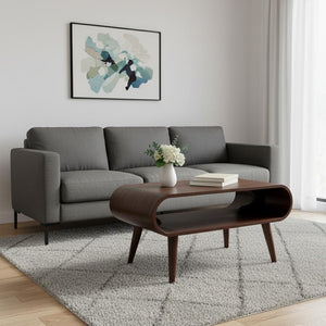 HomeRoots 32" Solid Walnut Coffee Table with Shelf – Timeless Design, Practical Storage, Perfect for Any Room! 657352