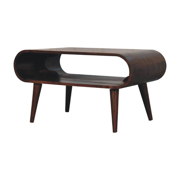 HomeRoots 32" Solid Walnut Coffee Table with Shelf – Timeless Design, Practical Storage, Perfect for Any Room! 657352