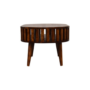 HomeRoots 32" Timeless Chestnut Solid Wood Oval Coffee Table with Shelf - Elegant Design for Any Room 657354