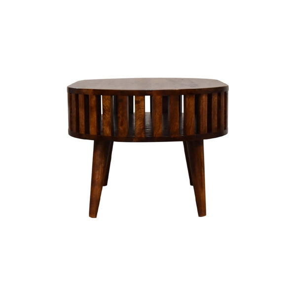 HomeRoots 32" Timeless Chestnut Solid Wood Oval Coffee Table with Shelf - Elegant Design for Any Room 657354