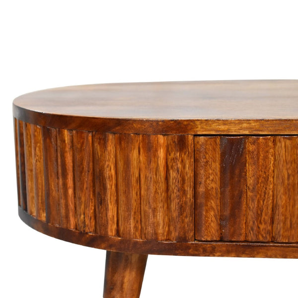 HomeRoots 32" Chestnut Solid Wood Oval Coffee Table - Elegant Design with Hidden Storage for Modern Living Spaces 657356