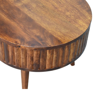 HomeRoots 32" Chestnut Solid Wood Oval Coffee Table - Elegant Design with Hidden Storage for Modern Living Spaces 657356