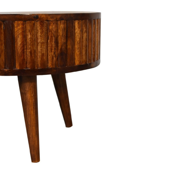HomeRoots 32" Chestnut Solid Wood Oval Coffee Table - Elegant Design with Hidden Storage for Modern Living Spaces 657356