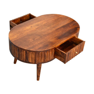 HomeRoots 32" Chestnut Solid Wood Oval Coffee Table - Elegant Design with Hidden Storage for Modern Living Spaces 657356