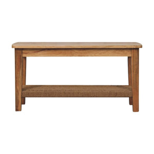 HomeRoots 35" Oak Solid Wood Coffee Table with Storage Shelf - Timeless Design for Living Rooms & Offices 657357