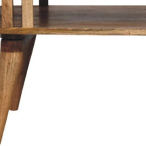 HomeRoots 33" Oak Solid Wood Coffee Table with Elegant Shelf for Modern Living Rooms & Versatile Use 657358