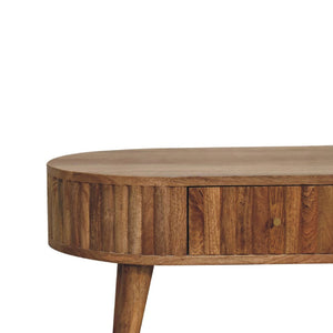 HomeRoots 32" Elegant Oak Solid Wood Oval Coffee Table with 2 Drawers - Timeless Design for Any Space 657360