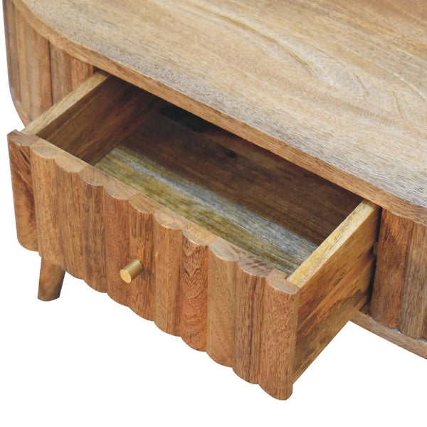 HomeRoots 32" Elegant Oak Solid Wood Oval Coffee Table with 2 Drawers - Timeless Design for Any Space 657360