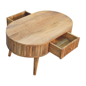 HomeRoots 32" Elegant Oak Solid Wood Oval Coffee Table with 2 Drawers - Timeless Design for Any Space 657360