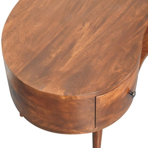 HomeRoots 41" Chestnut Solid Wood Free Form Coffee Table with Unique Storage, Modern Design & Natural Finish 657361
