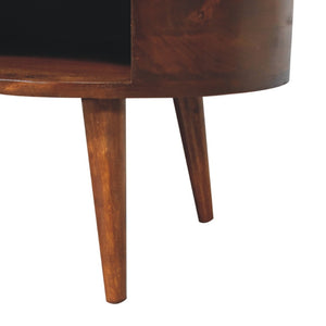 HomeRoots 41" Chestnut Solid Wood Free Form Coffee Table with Unique Storage, Modern Design & Natural Finish 657361
