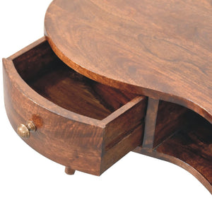 HomeRoots 32" Walnut Free Form Coffee Table with Drawer & Shelf – Stylish Solid Wood Centerpiece for Any Room 657362
