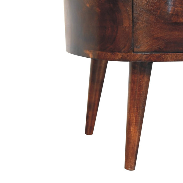 HomeRoots 32" Walnut Free Form Coffee Table with Drawer & Shelf – Stylish Solid Wood Centerpiece for Any Room 657362