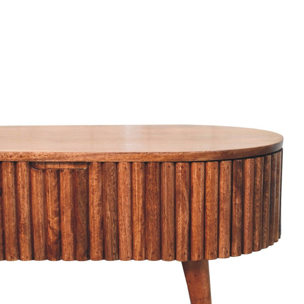 HomeRoots 34" Natural Solid Wood Oval Lift Top Coffee Table with Drawer - Stylish Storage & Versatile Design! 657364