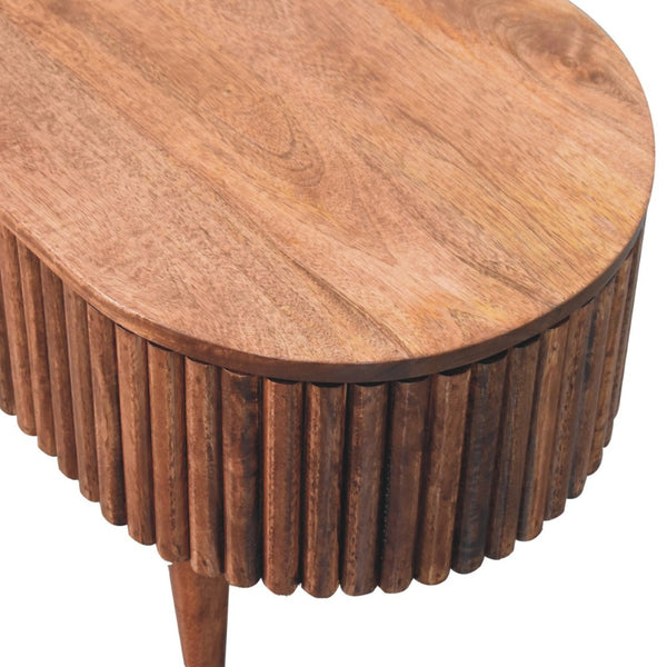 HomeRoots 34" Natural Solid Wood Oval Lift Top Coffee Table with Drawer - Stylish Storage & Versatile Design! 657364