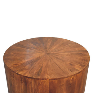 HomeRoots 35" Chestnut Round Drum Coffee Table - Handcrafted Solid Wood, Modern Design, Versatile & Safe for Any Space 657365