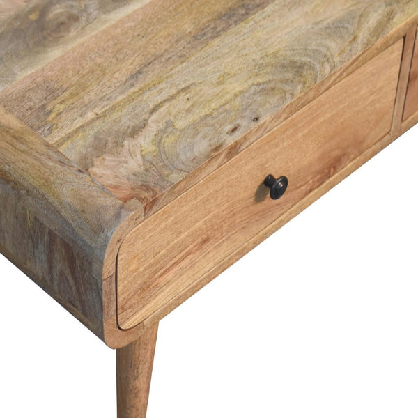 HomeRoots 34" Oak Solid Wood Coffee Table – Elegant Design with 2 Drawers for Stylish Storage in Any Room 657366