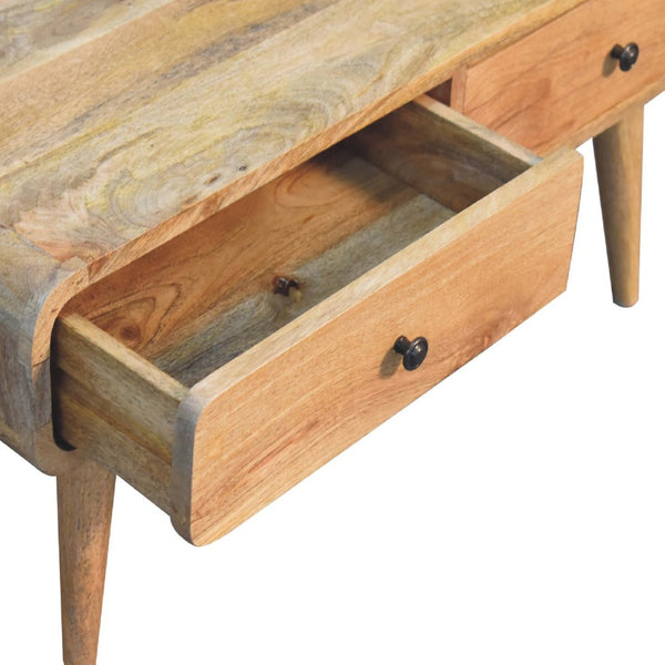 HomeRoots 34" Oak Solid Wood Coffee Table – Elegant Design with 2 Drawers for Stylish Storage in Any Room 657366