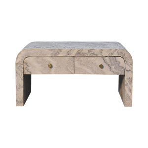 HomeRoots 32" Chic Gray and White Faux Marble Block Coffee Table with 4 Drawers for Modern Living Spaces 657368