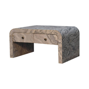 HomeRoots 32" Chic Gray and White Faux Marble Block Coffee Table with 4 Drawers for Modern Living Spaces 657368