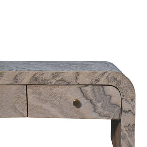HomeRoots 32" Chic Gray and White Faux Marble Block Coffee Table with 4 Drawers for Modern Living Spaces 657368