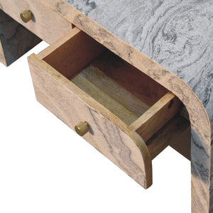 HomeRoots 32" Chic Gray and White Faux Marble Block Coffee Table with 4 Drawers for Modern Living Spaces 657368