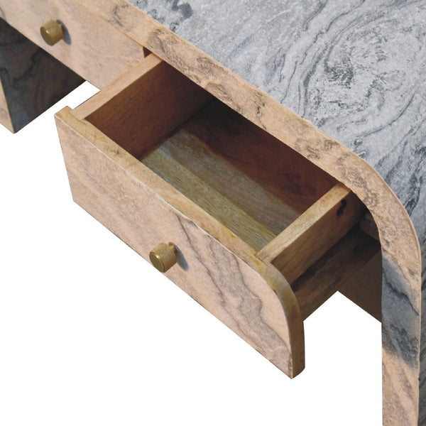 HomeRoots 32" Chic Gray and White Faux Marble Block Coffee Table with 4 Drawers for Modern Living Spaces 657368