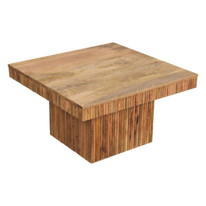 HomeRoots 32" Modern Solid Oak Square Pedestal Coffee Table - Stylish, Durable, and Perfect for Any Space! 657369