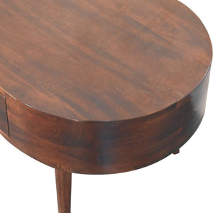 HomeRoots 34" Walnut Solid Wood Oval Coffee Table with Drawer - Timeless Design for Modern Living Spaces 657370