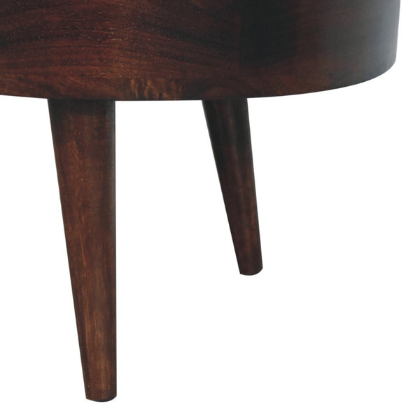 HomeRoots 34" Walnut Solid Wood Oval Coffee Table with Drawer - Timeless Design for Modern Living Spaces 657370