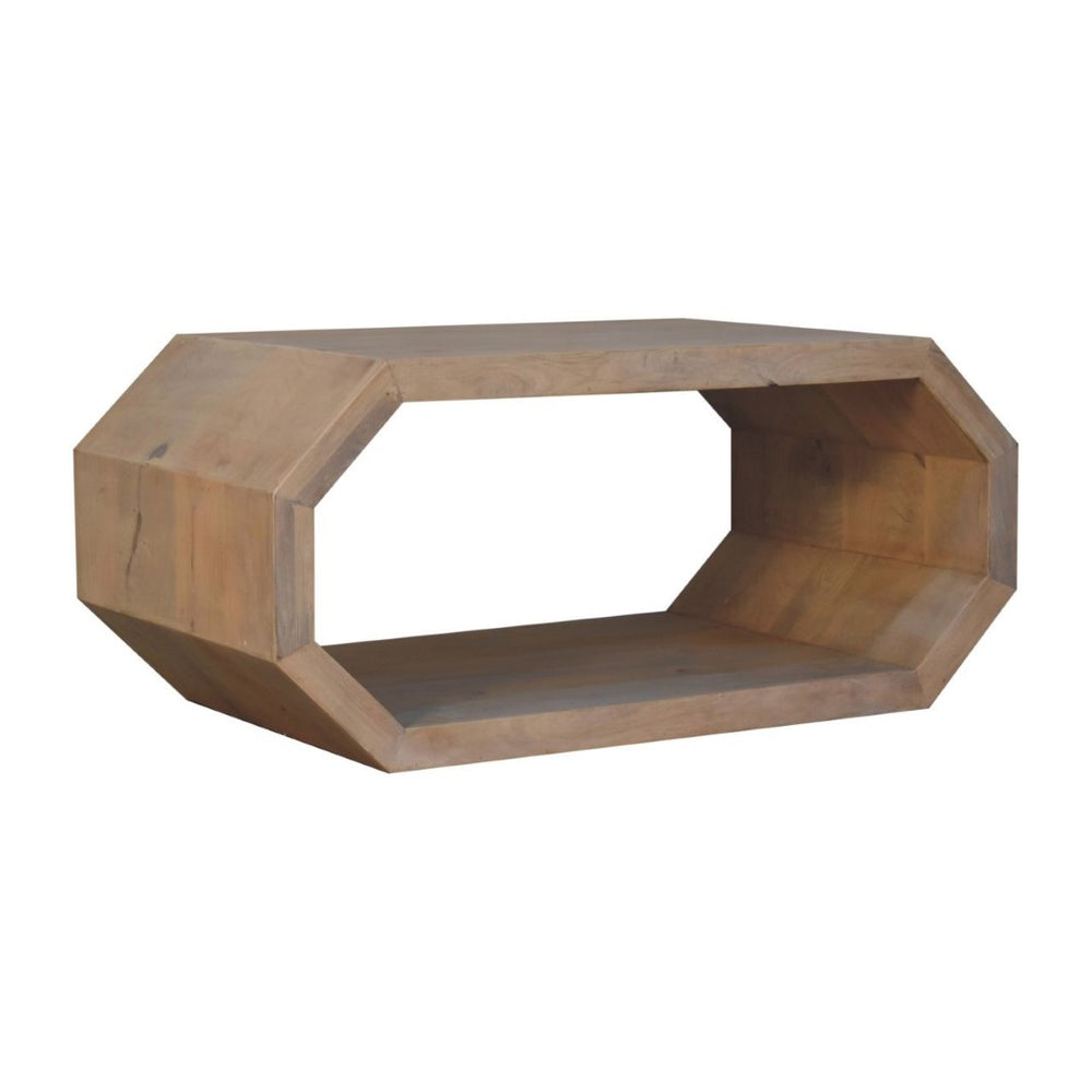 HomeRoots 39" Natural Solid Wood Coffee Table with Lower Shelf - Stylish, Durable, and Versatile Living Room Accent 657371