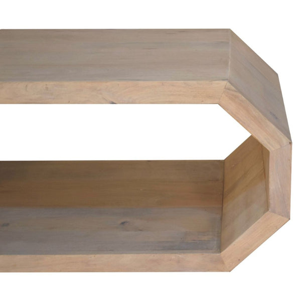 HomeRoots 39" Natural Solid Wood Coffee Table with Lower Shelf - Stylish, Durable, and Versatile Living Room Accent 657371