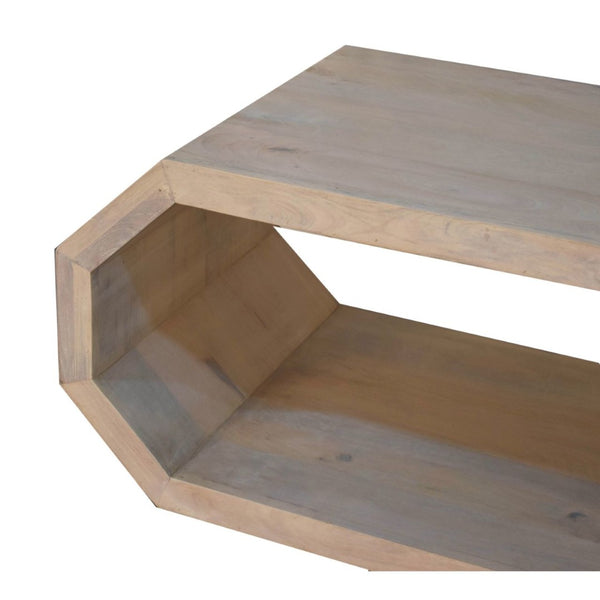 HomeRoots 39" Natural Solid Wood Coffee Table with Lower Shelf - Stylish, Durable, and Versatile Living Room Accent 657371