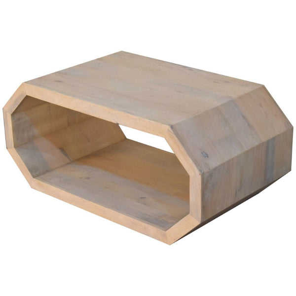 HomeRoots 39" Natural Solid Wood Coffee Table with Lower Shelf - Stylish, Durable, and Versatile Living Room Accent 657371