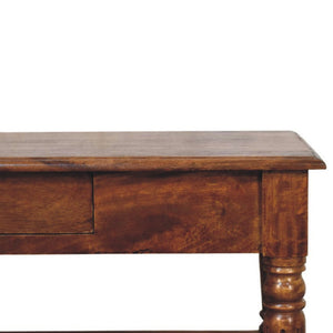 HomeRoots 33" Chestnut Solid Wood Coffee Table with Drawer & Open Shelf - Stylish Storage for Any Room 657372