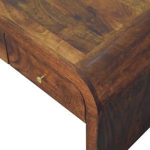 HomeRoots 32" Chestnut Solid Wood Coffee Table with Two Drawers – Elegant Storage Solution for Any Living Space 657373