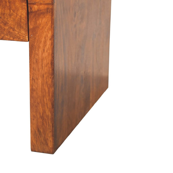 HomeRoots 32" Chestnut Solid Wood Coffee Table with Two Drawers – Elegant Storage Solution for Any Living Space 657373