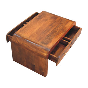 HomeRoots 32" Chestnut Solid Wood Coffee Table with Two Drawers – Elegant Storage Solution for Any Living Space 657373