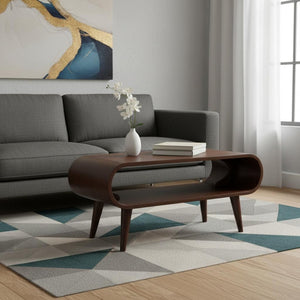 HomeRoots 35" Solid Walnut Coffee Table with Shelf – Handcrafted Modern Design for Stylish Living Spaces 657374