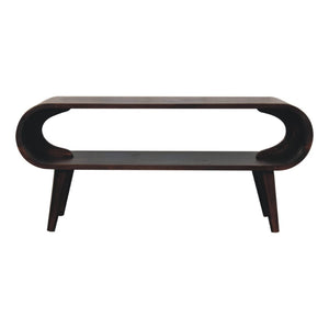 HomeRoots 35" Solid Walnut Coffee Table with Shelf – Handcrafted Modern Design for Stylish Living Spaces 657374