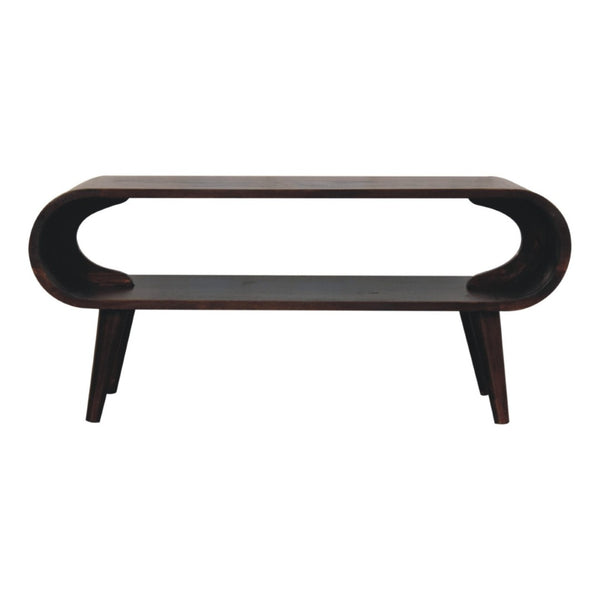 HomeRoots 35" Solid Walnut Coffee Table with Shelf – Handcrafted Modern Design for Stylish Living Spaces 657374