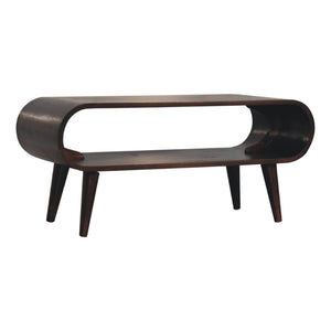 HomeRoots 35" Solid Walnut Coffee Table with Shelf – Handcrafted Modern Design for Stylish Living Spaces 657374
