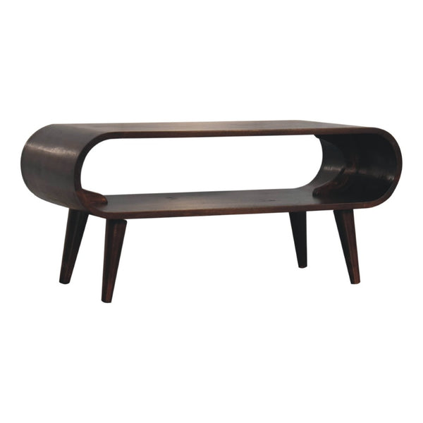 HomeRoots 35" Solid Walnut Coffee Table with Shelf – Handcrafted Modern Design for Stylish Living Spaces 657374
