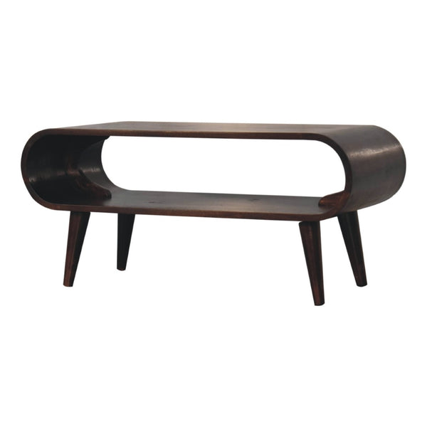 HomeRoots 35" Solid Walnut Coffee Table with Shelf – Handcrafted Modern Design for Stylish Living Spaces 657374
