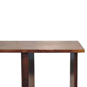 HomeRoots 32" Chestnut Solid Wood Abstract Coffee Table - Stylish 3-Tier Shelving for Modern Living Spaces 657376
