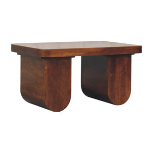 HomeRoots 32" Handcrafted Chestnut Solid Wood Double Pedestal Coffee Table – Timeless Elegance for Any Space 657377