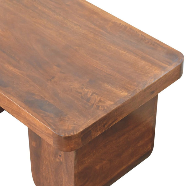 HomeRoots 32" Handcrafted Chestnut Solid Wood Double Pedestal Coffee Table – Timeless Elegance for Any Space 657377